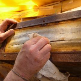 2010-11 Jaime Ward repairing Venesta cases at Cape Royds