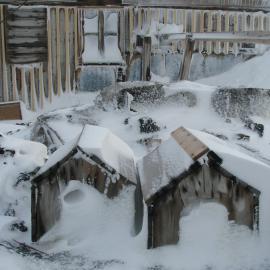 2010-11 Snow build-up around dog kennels at Shackleton's 'Nimrod' hut