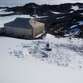 Venesta case excavation underway near Shackleton's 'Nimrod' Hut 