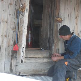 Heritage Carpenter Jaime Ward at Scott's 'Discovery' Hut