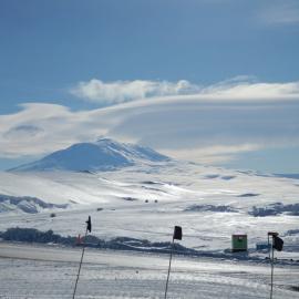 Lenticular clouds above Mount Erebus
