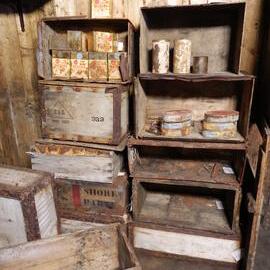Improvised Galley shelves before repair