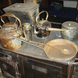 Asbestos removal, stove in Scott's 'Terra Nova' Hut 