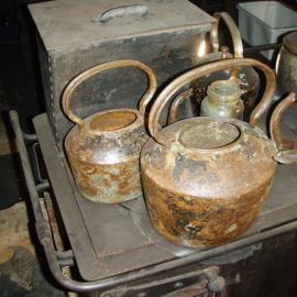 Asbestos removal, stove in Scott's 'Terra Nova' Hut 