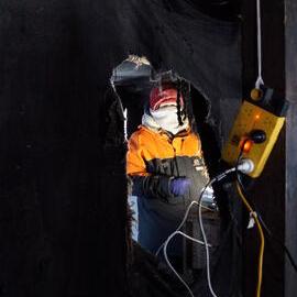 2013-14 Josiah Wagener inside Scott's 'Discovery' hut, Hut Point