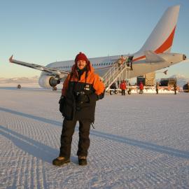 2013-14 Josiah Wagener with an Airbus plane on the runway