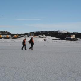 2013-14 Josiah Wagener and Lizzie Meek on a walk near Cape Evans
