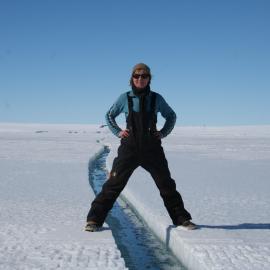 2013-14 Nicola Dunn with a crack in the sea ice