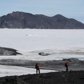 2013-14 Josiah Wagener and Lizzie Meek on a walk near Cape Evans