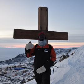 2013-14 Josiah Wagener at the summit of Observation Hill