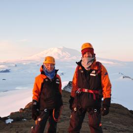 2013-14 Nicola Dunn and Josiah Wagener on a fam trip climbing Castle Rock (001)