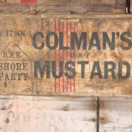 2013-14 Colman's boxes in the bulkhead inside Scott's 'Terra Nova' hut, Cape Evans (002)