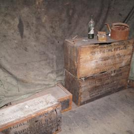 2013-14 Location image, biscuit boxes, Scott's 'Discovery' hut, Hut Point