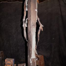 2013-14 Location image, artefacts on post, Scott's 'Discovery' hut, Hut Point (001)