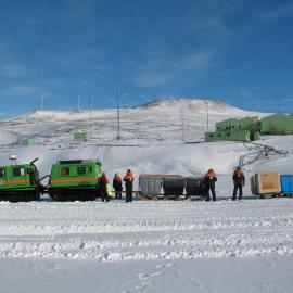 2013-14 Hägglunds transporting AHT supplies over the sea ice