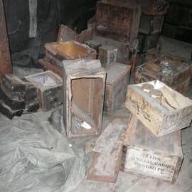 2009-10 Scott's 'Discovery' hut, interior, stores boxes