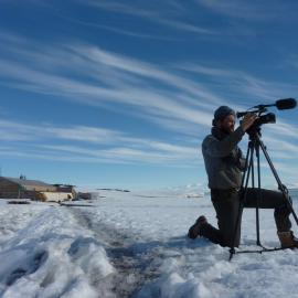 2009-10 AHT's Gene Wixson filming at Cape Evans