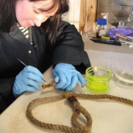 2009-10 AHT's Fran Clarke treating rope artefact