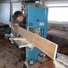 2009-10 AHT's Gord Macdonald working in mobile carpentry workshop at Cape Evans
