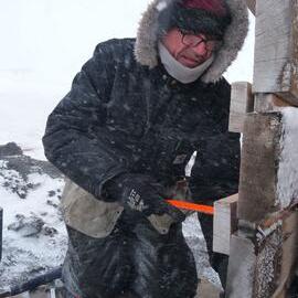 2009-10 AHT's Martin Wenzel working on Scott's 'Terra Nova' hut, Cape Evans