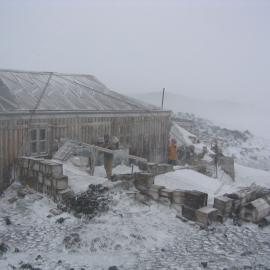 2005 Al Fastier and Neville Ritchie outside Shackleton's 'Nimrod' hut, Cape Royds