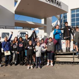 2022 Young Inspiring Explorers Hägglunds ride at the International Antarctic Centre (001)