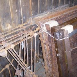 2010-11 Metal bed frames folded up inside Scott's 'Terra Nova' hut