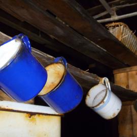 2010-11 Enamel mugs hanging inside Scott's 'Terra Nova' hut