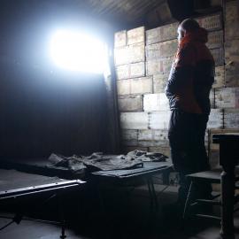 2012 AHT's Stefan Strittmatter in Messdeck, Scott's 'Terra Nova' hut