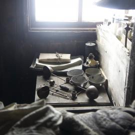 2012 Scott's 'Terra Nova' hut, interior, meteorological bench in Physical Laboratory