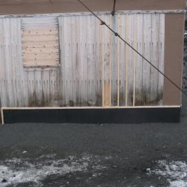 Fixed Butynol valance at base of south wall, Shackleton's 'Nimrod' hut
