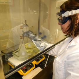 2012 AHT's Gretel Evans working under a fume hood