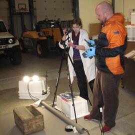 2012 AHT 'Conservators at Work' - Cape Royds excavated alcohol crates, Winter Conservation Laboratory (017)