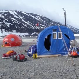 2015-16 Mess tent and Apple hut, Cape Adare