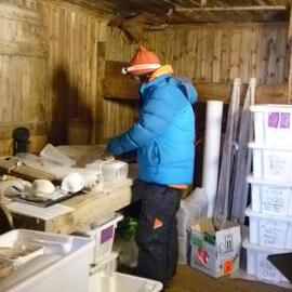 2015-16 Lizzie Meek in Borchgrevink's hut (001)