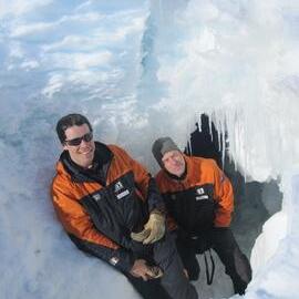 2010-11 Jamie Clarke and Jaime Ward at the entrance to an ice cave