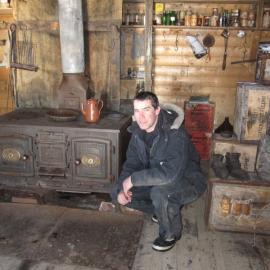 2010-11 Jamie Clarke inside Shackleton's 'Nimrod' hut, Cape Royds