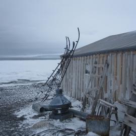 2010-11 Artefacts outside the West wall of Scott's 'Terra Nova' hut, Cape Evans
