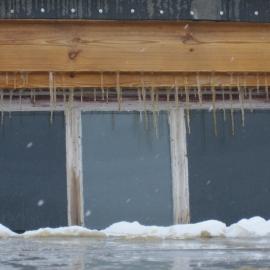 2010-11 Icicles on a window of Scott's 'Terra Nova' hut, Cape Evans