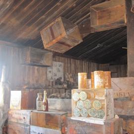 2010-11 Timber boxes attached to the ceiling inside Scott's 'Terra Nova' hut