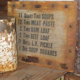 2010-11 Cocoa tin and box side inside Scott's 'Terra Nova' hut