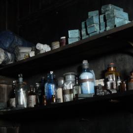 2010-11 Medical supplies inside Wilson and Evans' corner, Cape Evans (001)