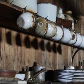 2010-11 Enamel serve ware stored in the Galley inside Scott's 'Terra Nova' hut