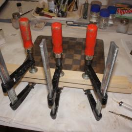 2012 Chessboard artefact with clamps attached