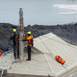 2022-23 Conservators at work, Zack Bennett and Lachie Cromar, Cape Royds