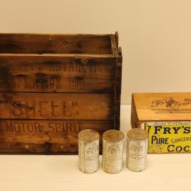 Shell Motor spirits and Fry's Cocoa boxes before repatriation