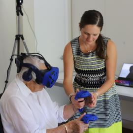 Sarah Bouckoms delivering the Hillary's Hut VR experience
