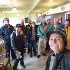 Sarah Bouckoms leads a tour inside the TAE/IGY hut