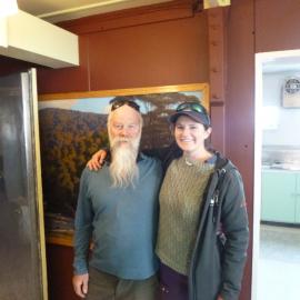 Sarah Bouckoms and Al Fastier inside the TAE/IGY hut