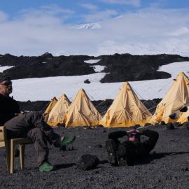 Al Fastier and John Kemister at Evans camp